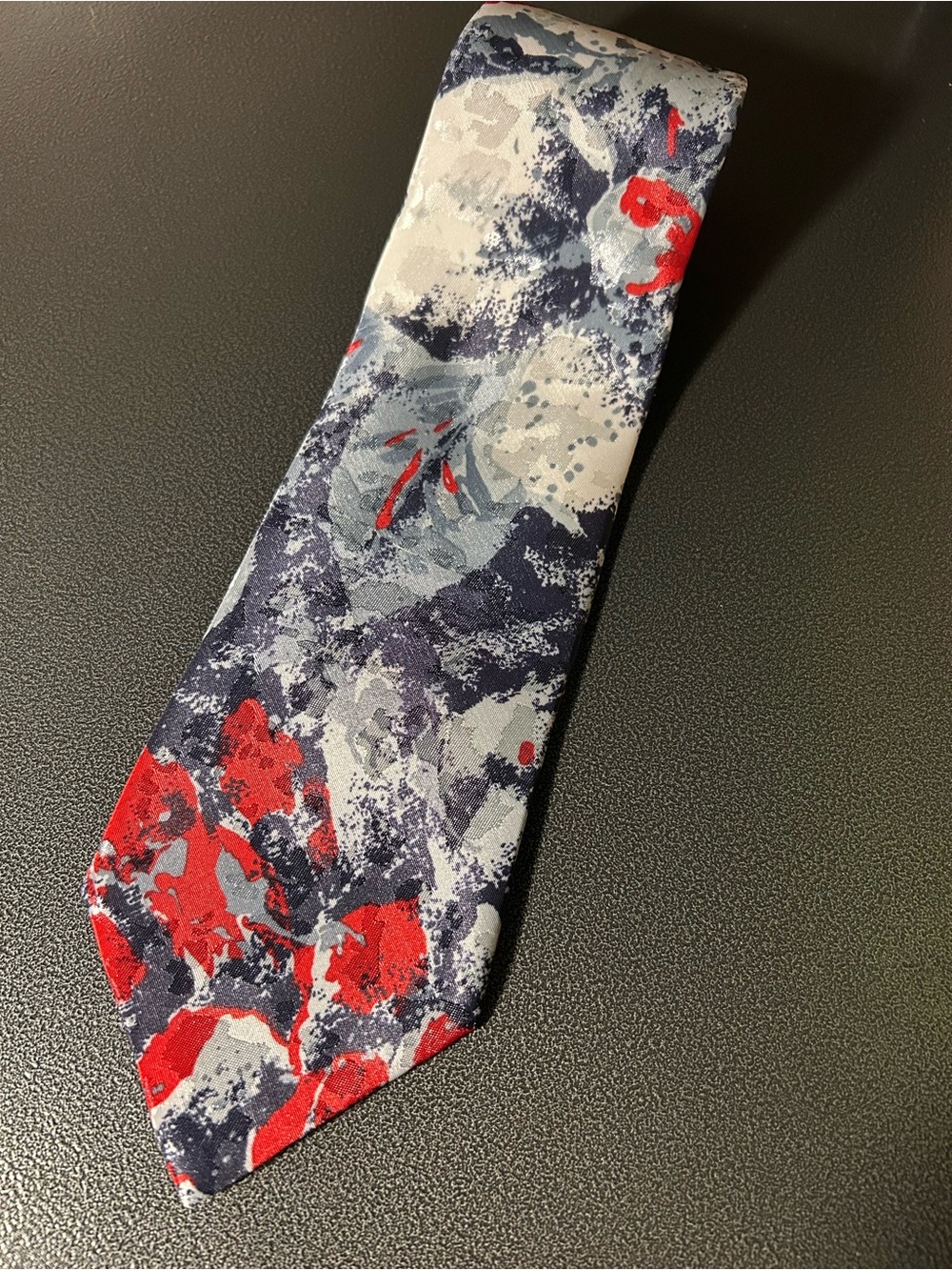 Vintage Red, white, and gray abstract splatter tie by Adolpho